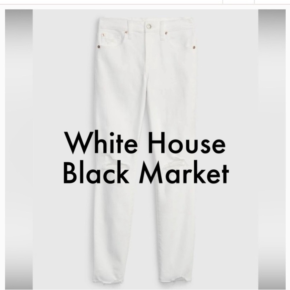Md- Rise White‎ Ripped Denim Jeans by WHBM/Size:6-NWOT